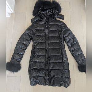 Moncler Coat puffer jacket with fur trim